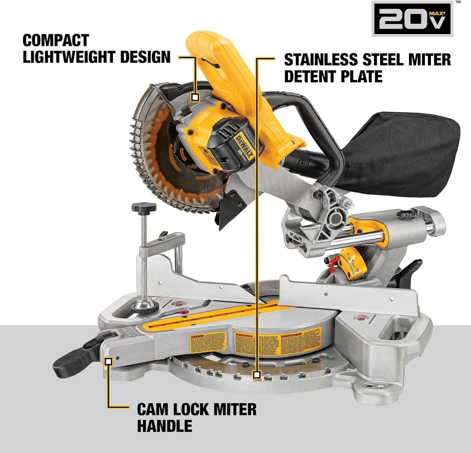 DEWALT 20V MAX 7-1/4-Inch Miter Saw, Tool Only, Cordless (DCS361B)