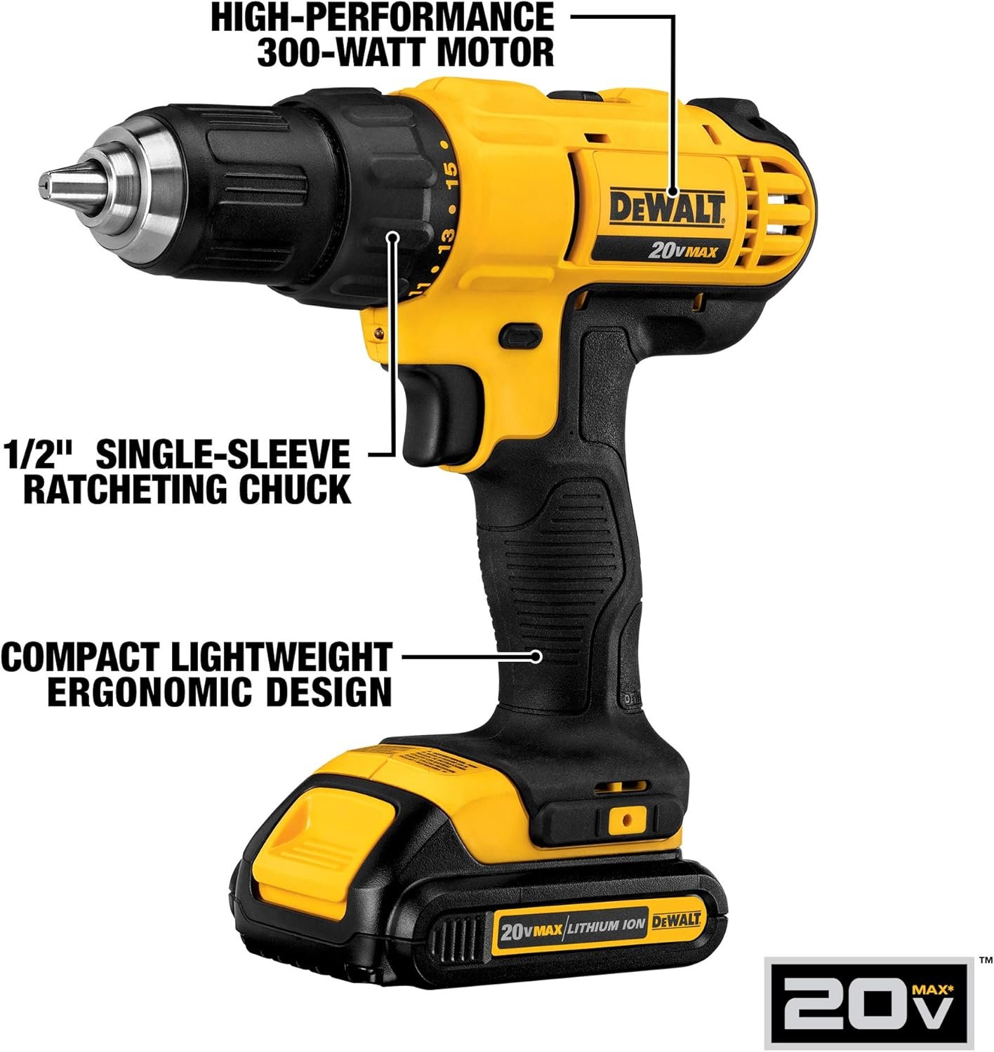 DEWALT 20V MAX* Blower for Jobsite, Compact, Tool Only (DCE100B) with DEWALT 20V MAX* Cordless Drill Combo Kit, 2-Tool (DCK240C2)