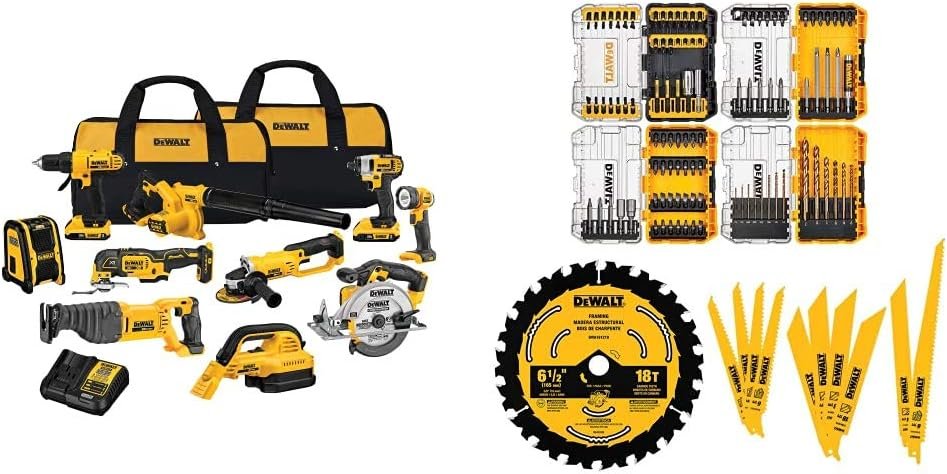 DEWALT 20V MAX Cordless Drill Combo Kit, 10-Tool with 111PC MASTER SET (DCK1020D2  DWA123AMQ4)