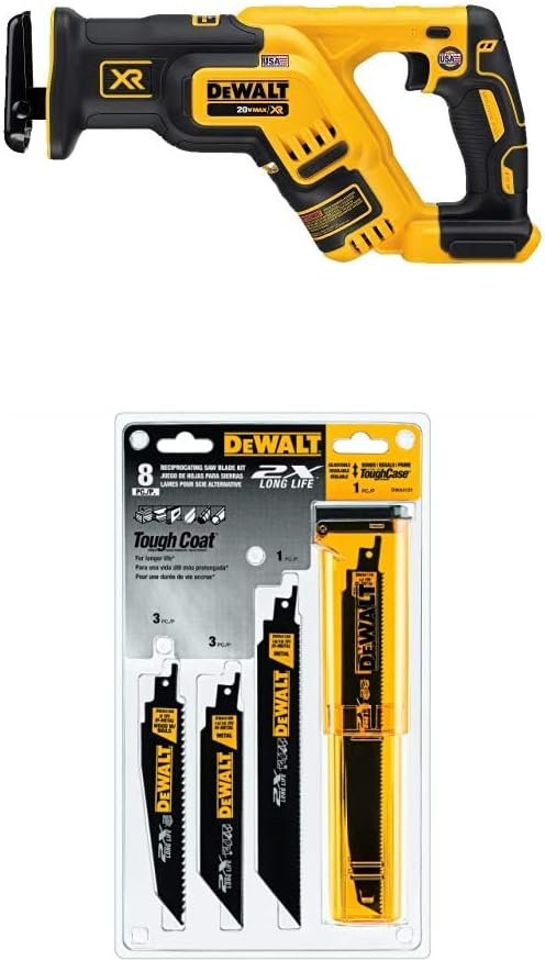 DEWALT 20V MAX* Cordless Drill Combo Kit, 4-Tool (DCK444C2) with DEWALT 20V MAX* XR Reciprocating Saw, Compact, Tool Only (DCS367B)