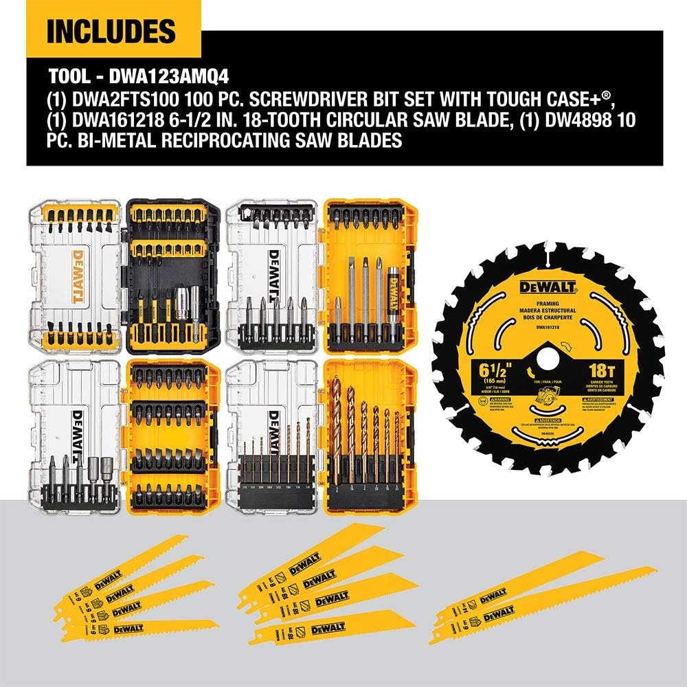 DEWALT 20V MAX Cordless Drill Combo Kit, 4-Tool with 111PC MASTER SET (DCK445D1M1  DWA123AMQ4)