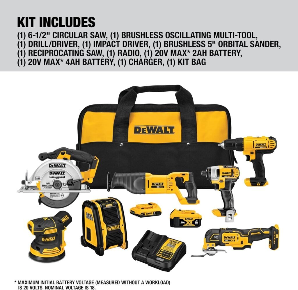 DEWALT 20V MAX* Cordless Drill Combo Kit, 7-Tool (DCK771D1M1)