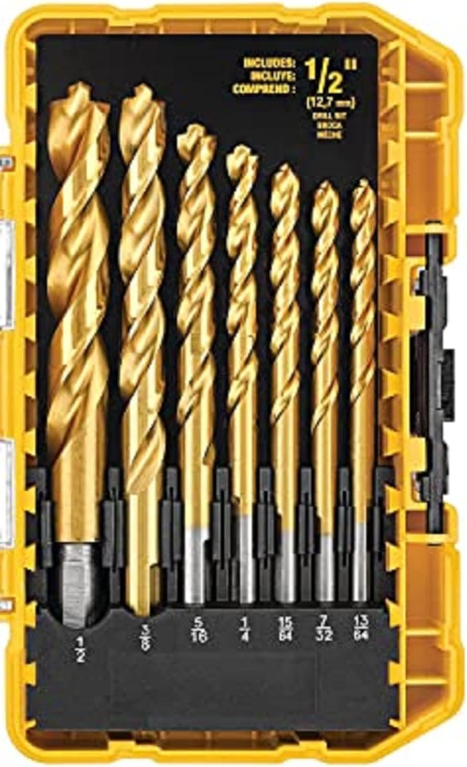 DEWALT 20V Max Cordless Drill / Driver Kit, Compact, 1/2-Inch with Titanium Drill Bit Set, Pilot Point, 21-Piece (DCD771C2  DW1361)