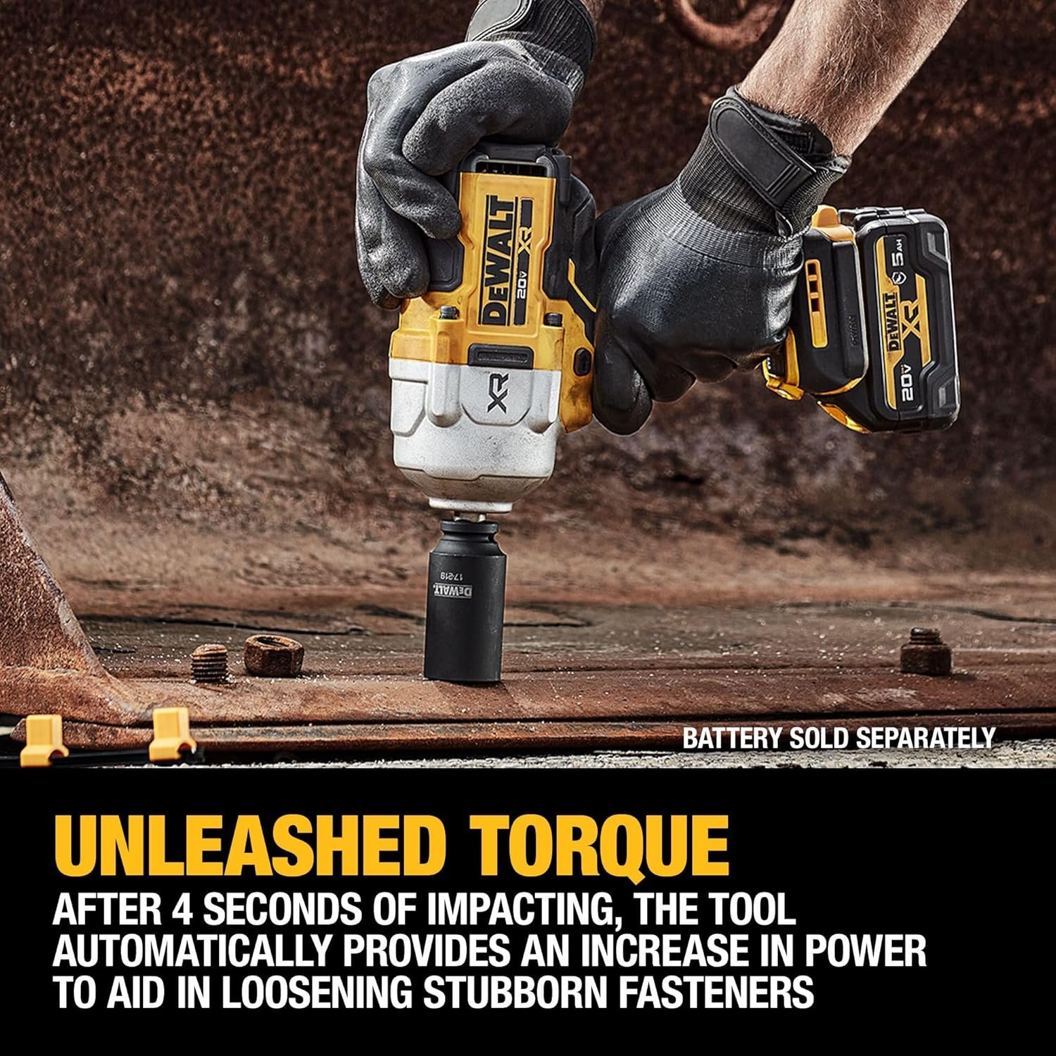 DEWALT 20V MAX Cordless Impact Wrench, 1/2 Hog Ring, High Torque, Brushless, Bare Tool Only (DCF961B)