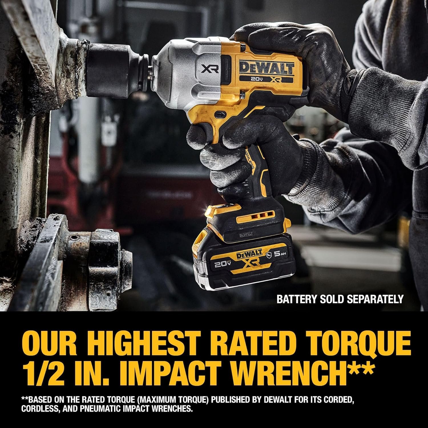 DEWALT 20V MAX Cordless Impact Wrench, 1/2 Hog Ring, High Torque, Brushless, Bare Tool Only (DCF961B)