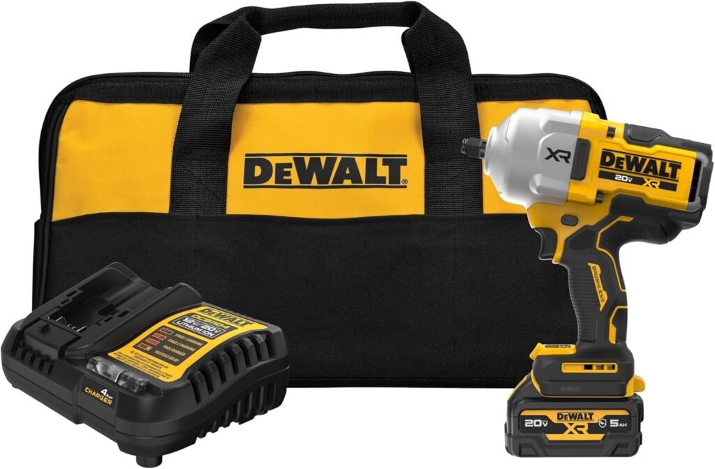 DEWALT 20V MAX Cordless Impact Wrench Kit, 1/2 Hog Ring, Battery and Charger Included (DCF961GP1)