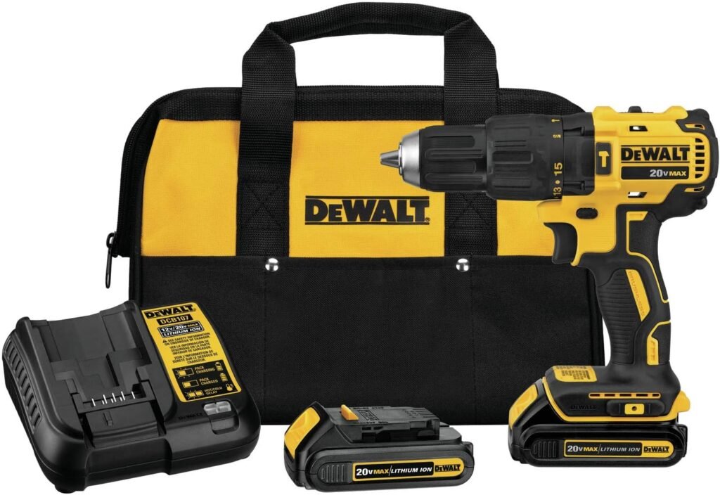 DEWALT 20V MAX* Hammer Drill, Compact Kit, Cordless, 1/2-Inch (DCD778C2)