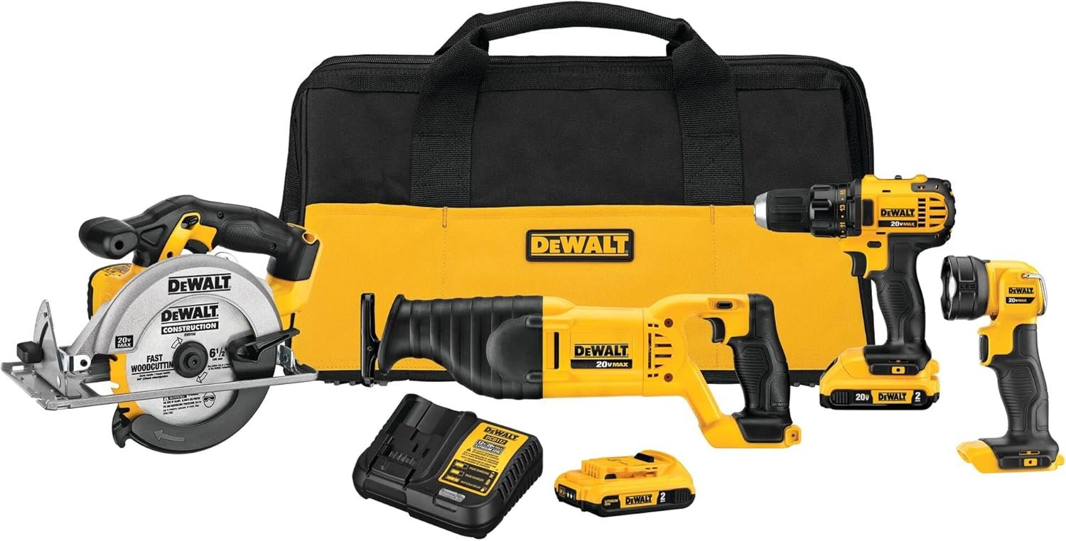 DEWALT 20V MAX Power Tool Combo Kit, 4-Tool Cordless Power Tool Set with 2 Batteries and Charger (DCK423D2) DEWALT 20V MAX Power Tool Combo Kit, 4-Tool Cordless Power Tool Set with 2 Batteries and Charger (DCK423D2)