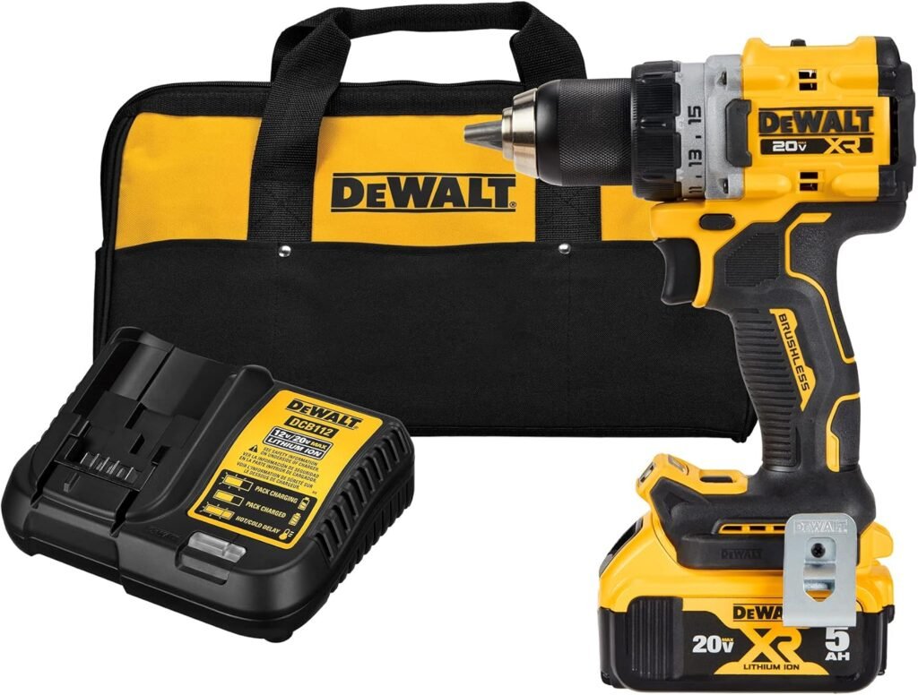 DEWALT 20V MAX* XR® Brushless Cordless 1/2 in. Drill/Driver Kit (DCD800P1), Yellow