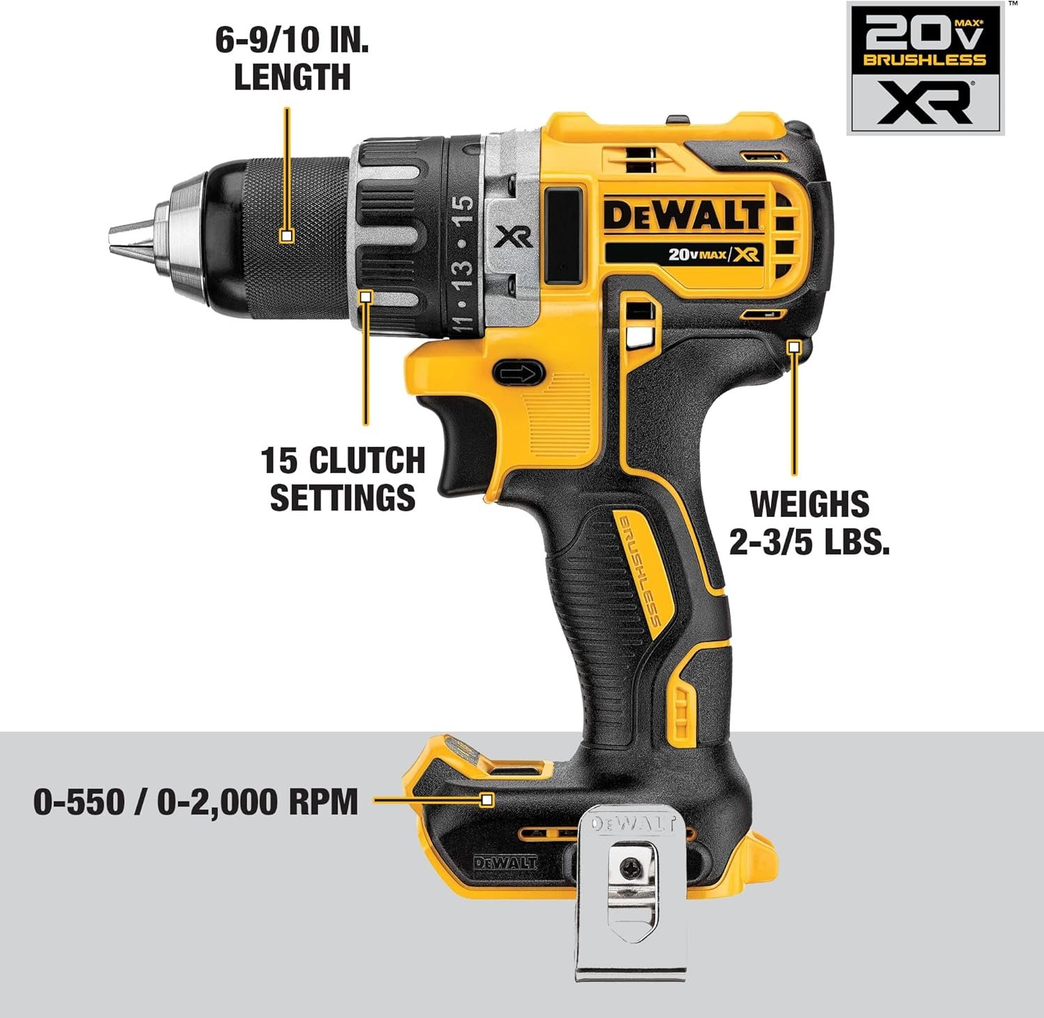 DEWALT 20V MAX* XR Cordless Drill, 1/2-Inch (DCD791P1)