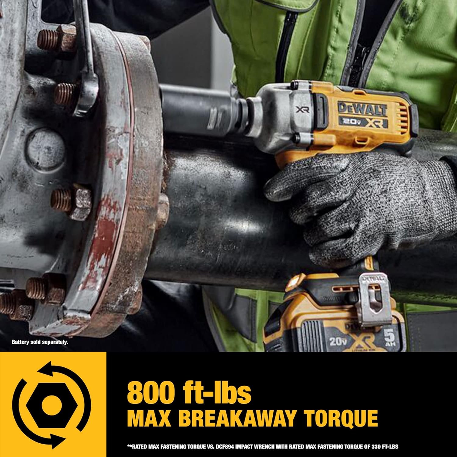 DEWALT 20V MAX XR Cordless Impact Wrench, 1/2, Includes Detent Pin Anvil and Belt Clip, Bare Tool Only (DCF892B)