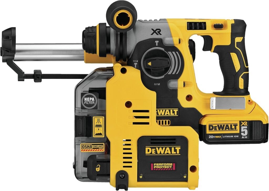 DEWALT 20V MAX XR Rotary Hammer, SDS Plus, L-Shape, On-Board Dust Extractor, 1-Inch (DCH273P2DHO)