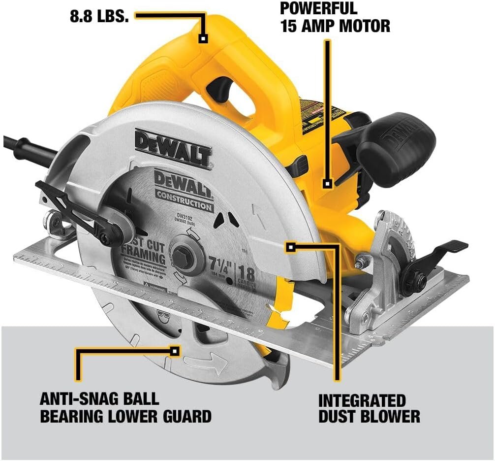 DEWALT 7-1/4-Inch Circular Saw, Lightweight, Corded (DWE575) DEWALT 7-1/4-Inch Circular Saw, Lightweight, Corded (DWE575)