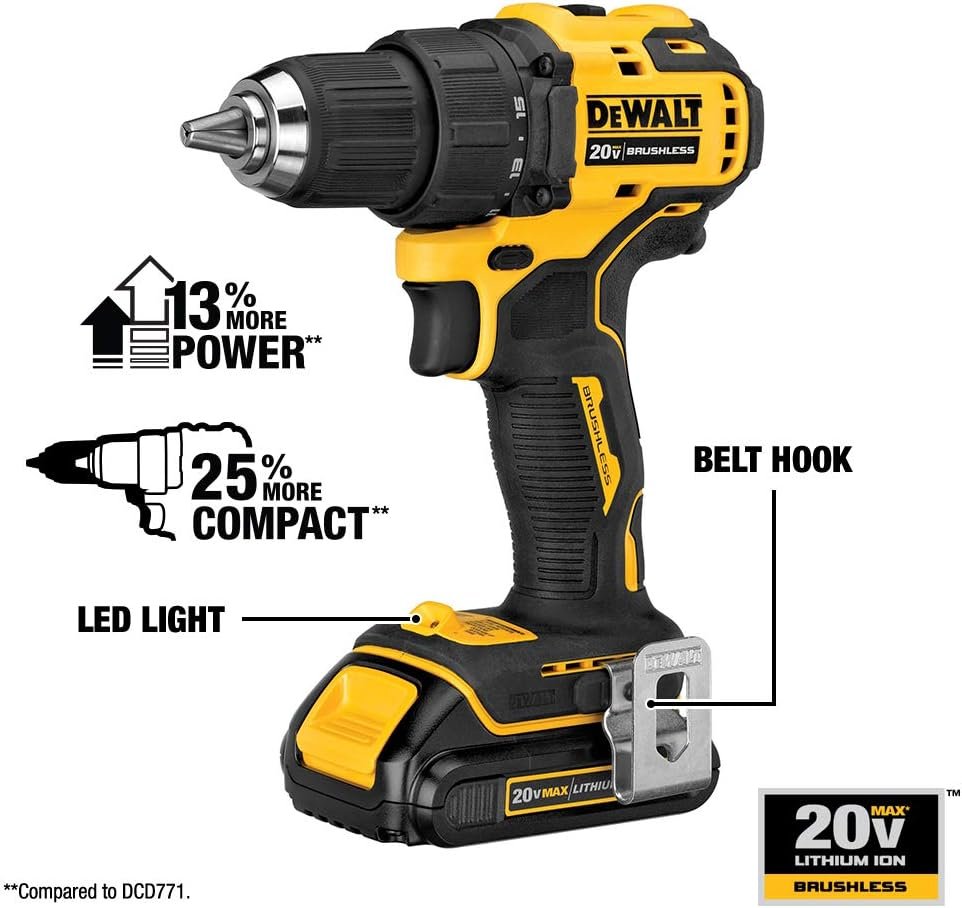 DEWALT ATOMIC 20V MAX* Cordless Drill Combo Kit, Compact (DCK278C2)