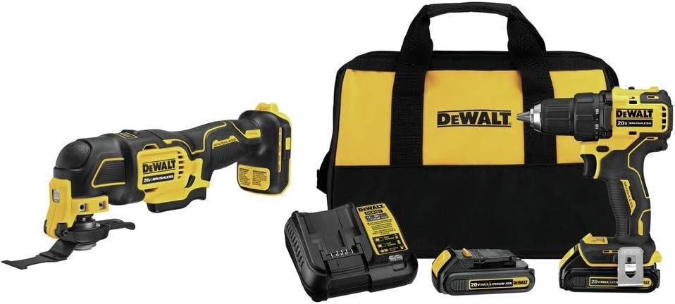 DEWALT ATOMIC 20V MAX Cordless Drill/Driver Kit with Oscillating Multi-Tool, Brushless (DCD708C2  DCS354B)