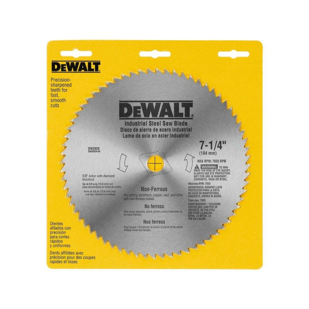 DEWALT Circular Saw Blade, 7 1/4 Inch, 68 Tooth, Metal Cutting (DW3329)