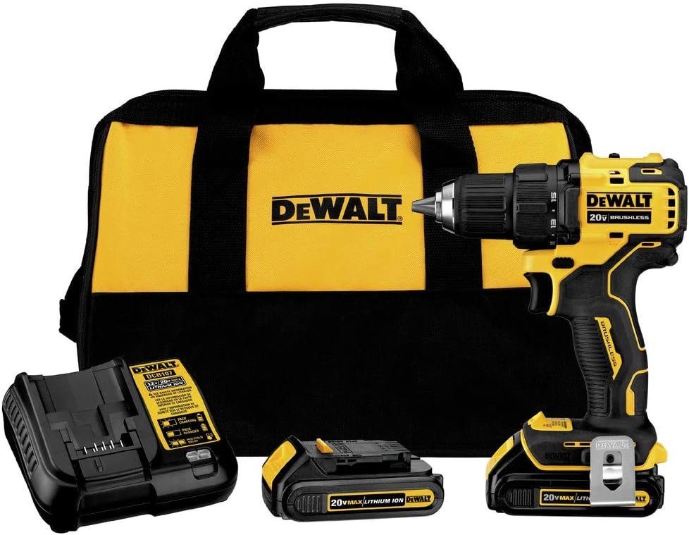 Dewalt DCD708C2R ATOMIC 20V MAX Brushless Compact Lithium-Ion 1/2 in. Cordless Drill Driver Kit (1.5 Ah) (Renewed)