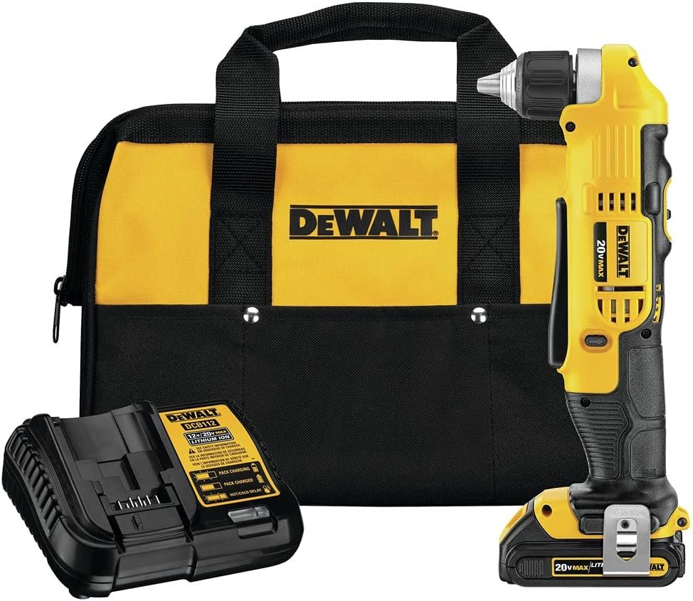 DEWALT DCD740C1 Right Angle Drill Kit, Yellow, 0.5