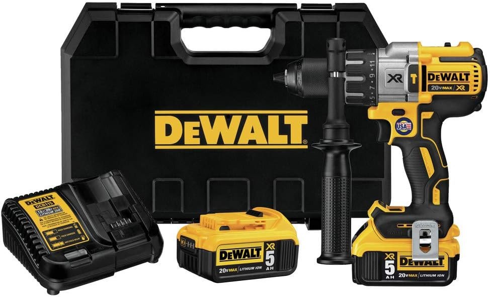DEWALT DCD996P2R 20V MAX XR Cordless Lithium-Ion 1/2 in. Brushless 3-Speed Drill Driver Kit with (2) 5.0 Ah Battery Packs (Renewed)