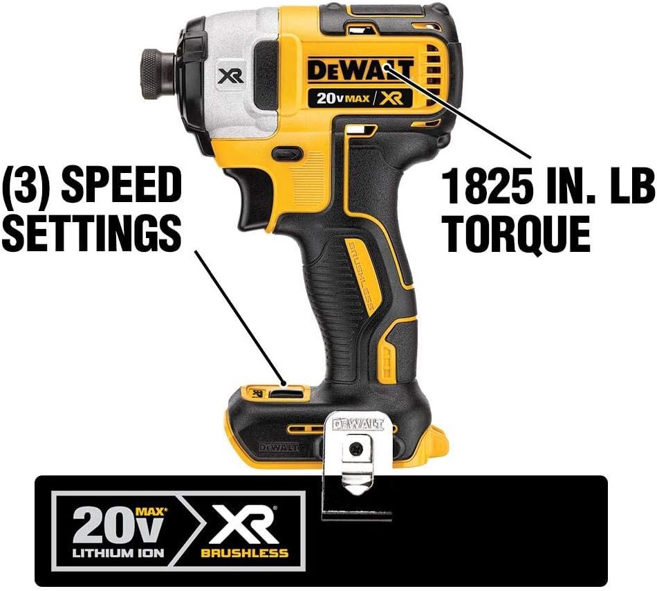 DEWALT DCF887BR 20V MAX XR 1/4in 3-Speed Cordless Impact Driver TOOL ONLY (Renewed)