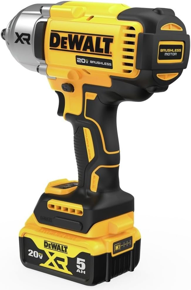 DEWALT DCF900P1R 20V MAX XR Brushless Lithium-Ion 1/2 in. Cordless High Torque Impact Wrench Kit with Hog Ring Anvil (5 Ah) (Renewed)