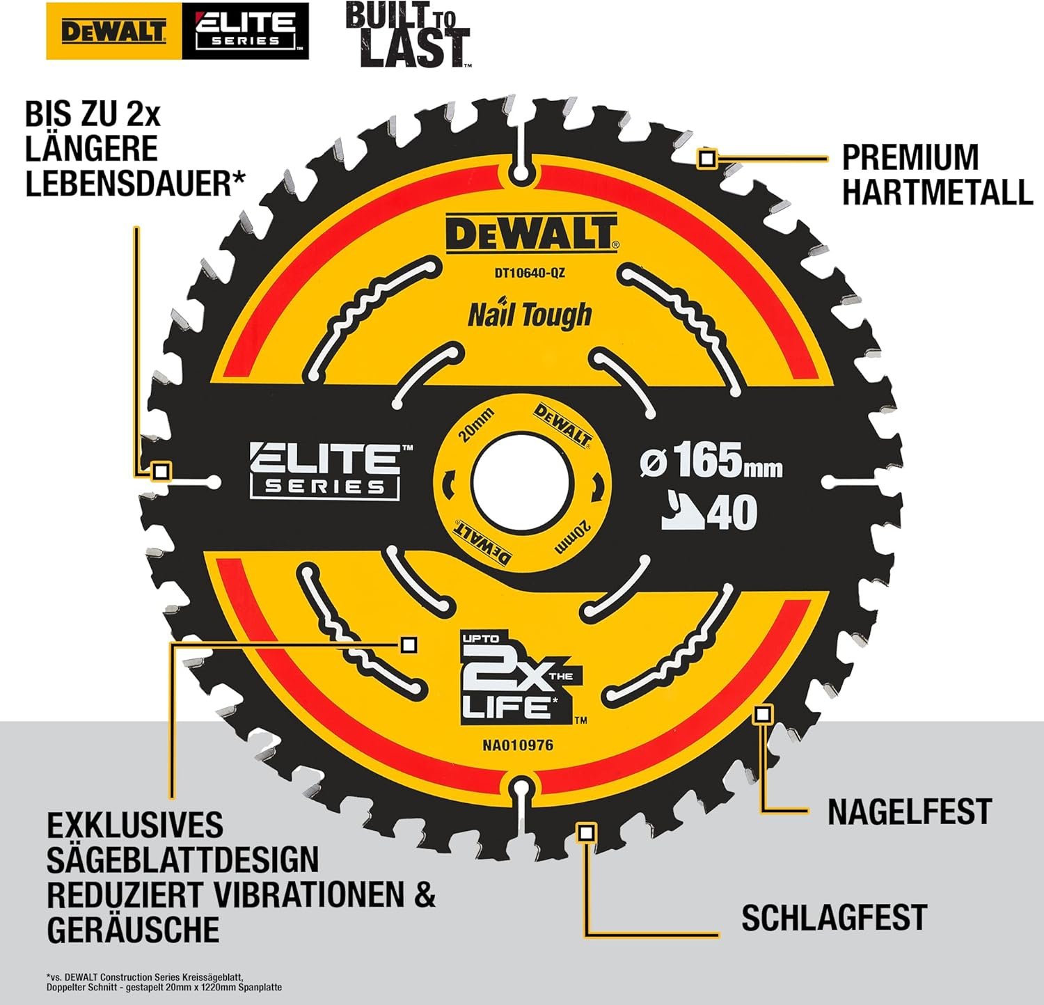 Dewalt DT10640-QZ Miter Saw Blade 165x20 mm 40T DCS365 Wood
