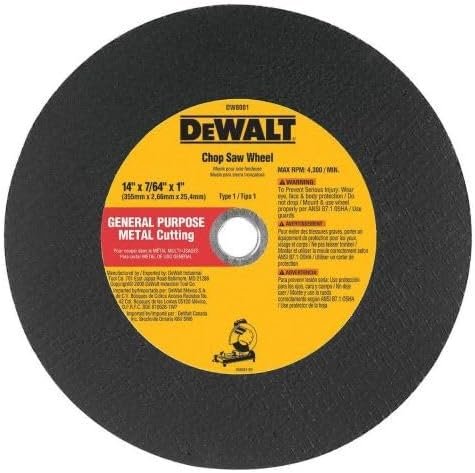 DeWalt DW8001B4 14X7/64X7/64X1 GP Chop Saw Wheel, 4 Pack