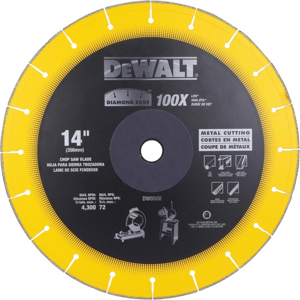 DeWalt DW8500 14 x 1 Diamond Edge Ferrous Metal Cutting Chop Saw Blade