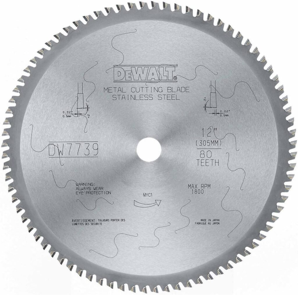 DEWALT DWA7739 80 Teeth Stainless Steel Metal Cutting 1-Inch Arbor, 12-Inch