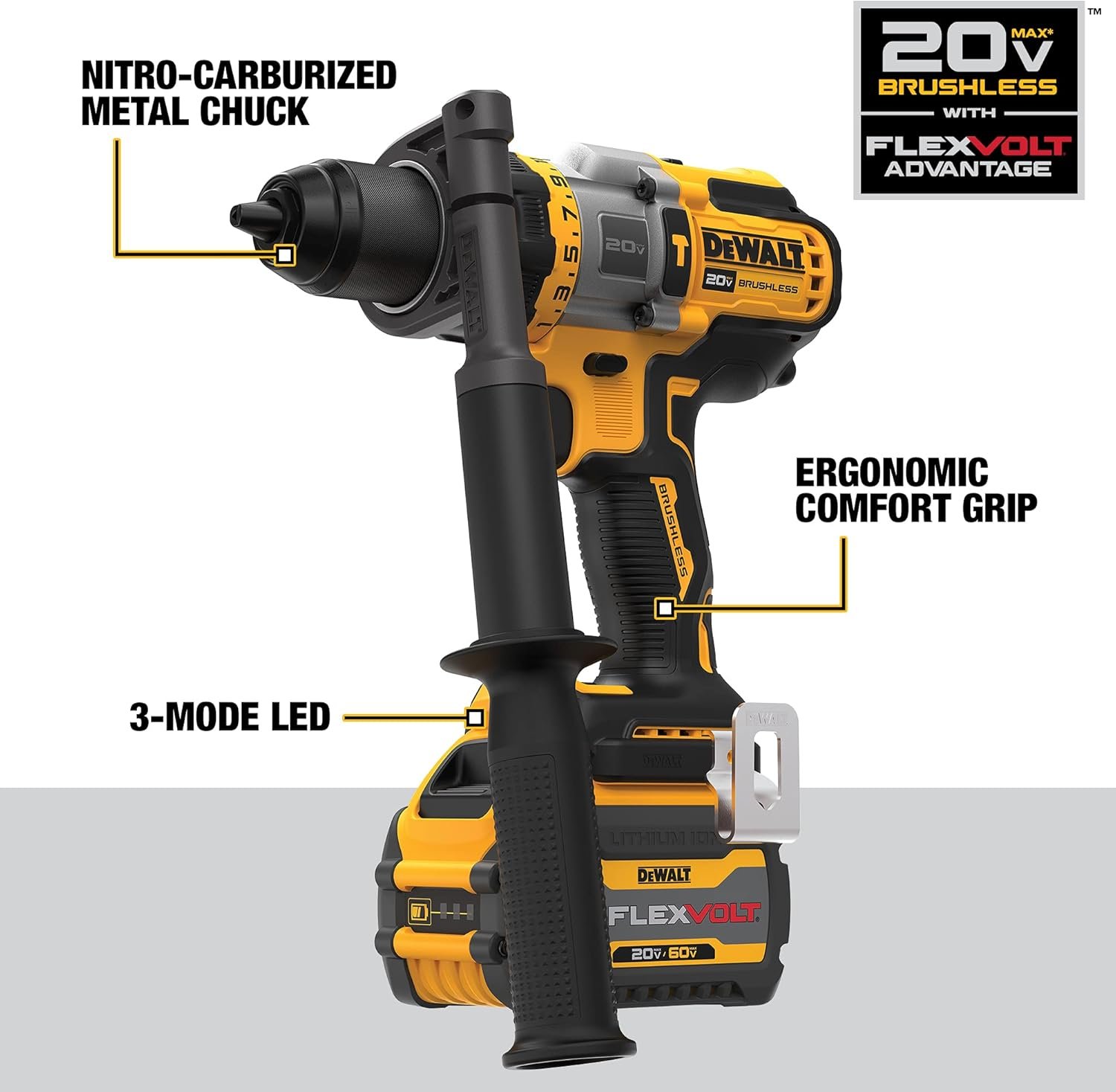 DEWALT FLEXVOLT ADVANTAGE 20V MAX* Hammer Drill, Cordless, 1/2-Inch (DCD999T1)