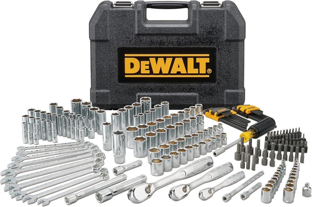 DEWALT Mechanics Tool Set, 1/4  3/8  1/2 Drive, SAE/Metric, 205-piece (DWMT81534) and 20V MAX Cordless Drill and Impact Driver, Power Tool Combo Kit with 2 Batteries and Charger (DCK240C2)