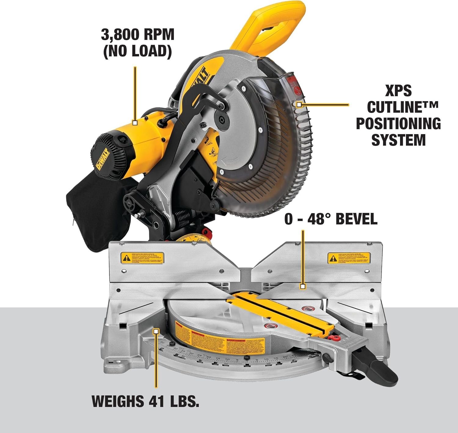 DEWALT Miter Saw, 12-Inch, Double Bevel, Compound, XPS Cutline, 15-Amp (DWS716XPS)
