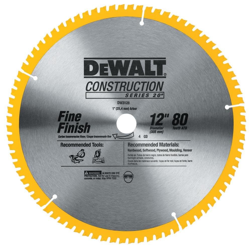 DEWALT Miter Saw Blade, 80 Tooth, 12 Inch, 2 Pack, Stainless Steel (DW3128P5D80I)