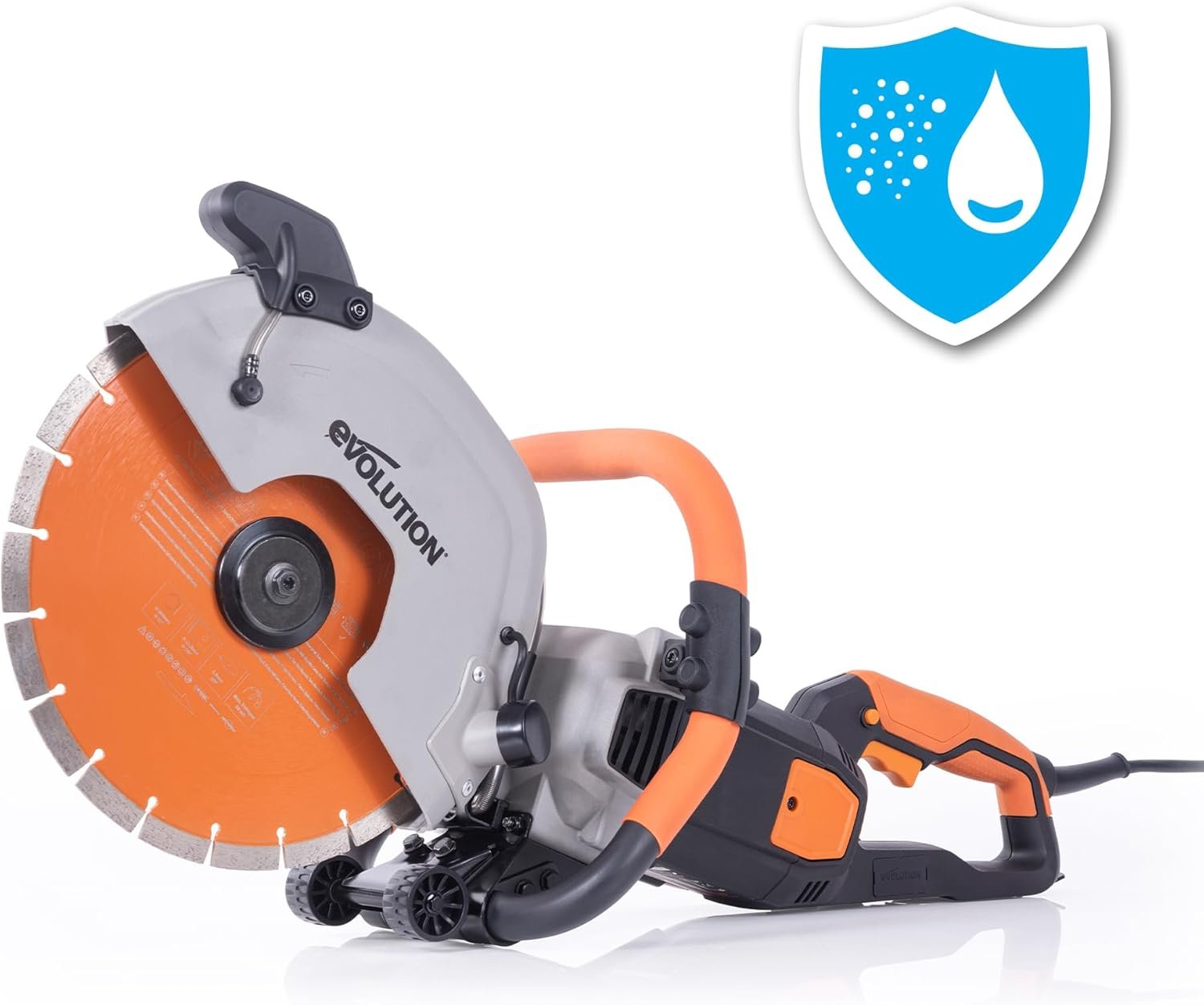 Evolution R12DCT 12 Inch Concrete Saw with Water Fed Dust Suppression (Aka Angle Grinder, Cut Off Saw, Masonry) Electric, No Gas, 4-1/2 Cut - Incl Premium Diamond Blade (Formerly R300DCT+)