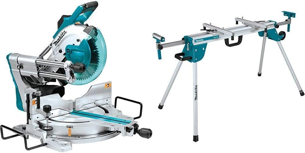 Makita LS1019L 15-Amp 10 inch Dual-Bevel Sliding Compound Miter Saw with Laser and WST06 Compact Folding Miter Saw Stand