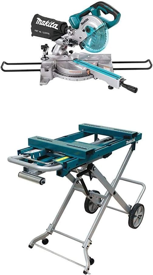 Makita XSL02Z 18V X2 LXT Lithium-Ion (36V) Brushless Cordless 7-1/2 Dual Slide Compound Miter Saw, Tool Only with WST05 Portable Rise Miter Saw Stand