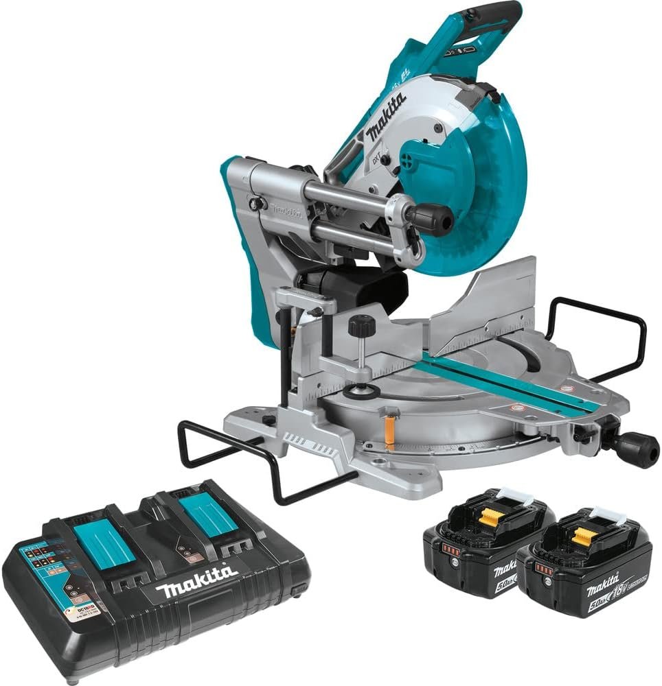 Makita XSL06PT-R 18V X2 (36V) LXT Brushless Lithium-Ion 10 in. Cordless Dual-Bevel Sliding Compound Miter Saw with Laser Kit and 2 Batteries (5 Ah) (Renewed)