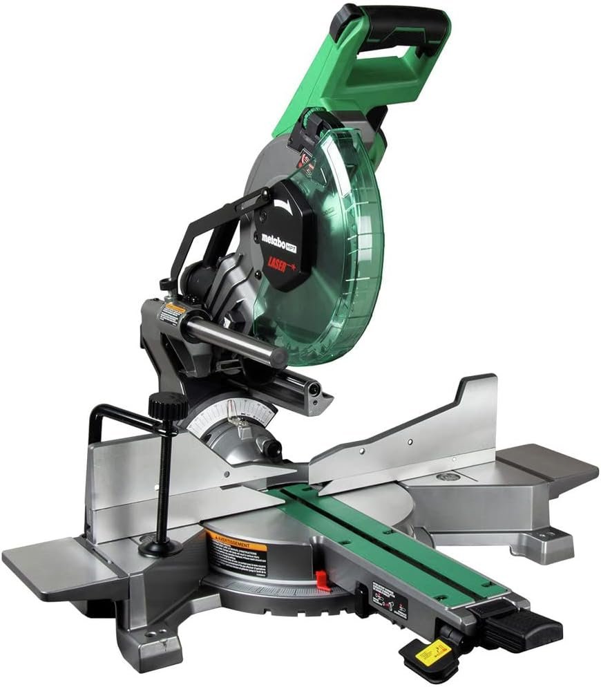 Metabo HPT 10-Inch Sliding Miter Saw | Zero Rear Clearance Slide System | Dual Bevel | Laser Marker | C10FSHCT