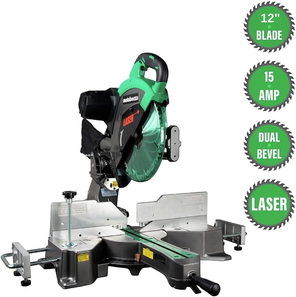 Metabo HPT Sliding Compound Miter Saw | 12-Inch Blade | Double Bevel | Laser Marker | 15-Amp Motor | 5 Year Warranty | C12RSH2S