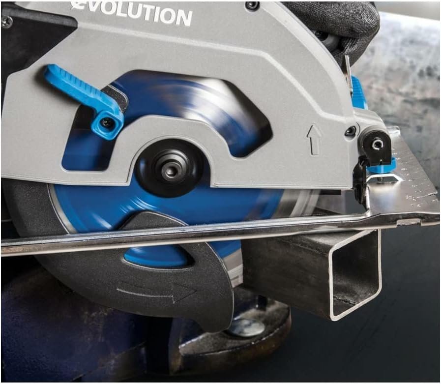 Metal Cutting 7.25” Circular Saw – Cut Metal, Saw Steel – 7 1/4” TCT Circular Saw Blade Included | 45 degree Bevel Cut | Dry-Cut Saw | 15 Amp Corded Evolution S185CCSL – Accurate. Powerful. Reliable.