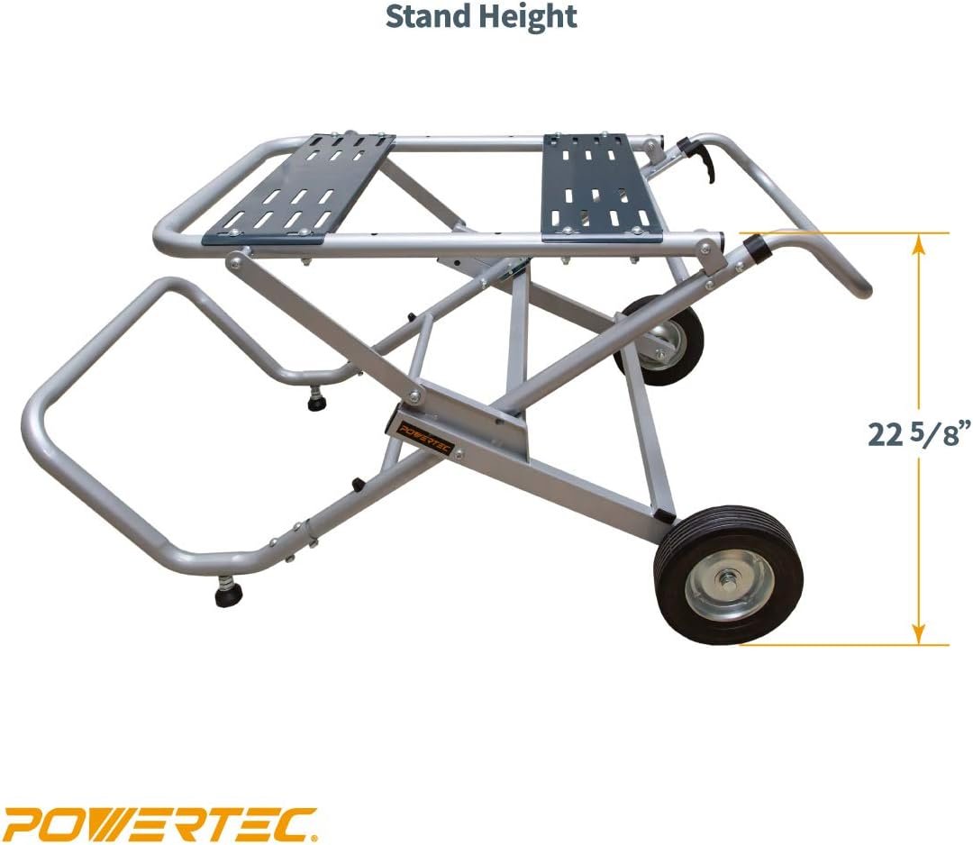 POWERTEC Miter Saw  Table Saw Stand Bundle with Wheels, Foldable Designs, 330lb Capacity and Universal Mounting Options