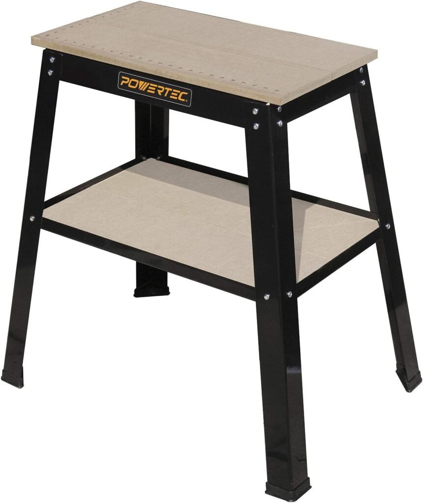 POWERTEC Tool Stand with Wheels, Casters  Melamine MDF Table Top, Power Tool Stand for Miter Saw, Drill Press, Belt Sander, Bench Grinder, Band Saw, Scroll Saw, Planer (UT1008V)